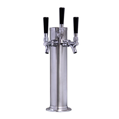 Kegco D4743TT-BRUSH -  Brushed Stainless Steel 3-Faucet Beer Tower - 3" Column — FIN-0019896 | Fridge.com