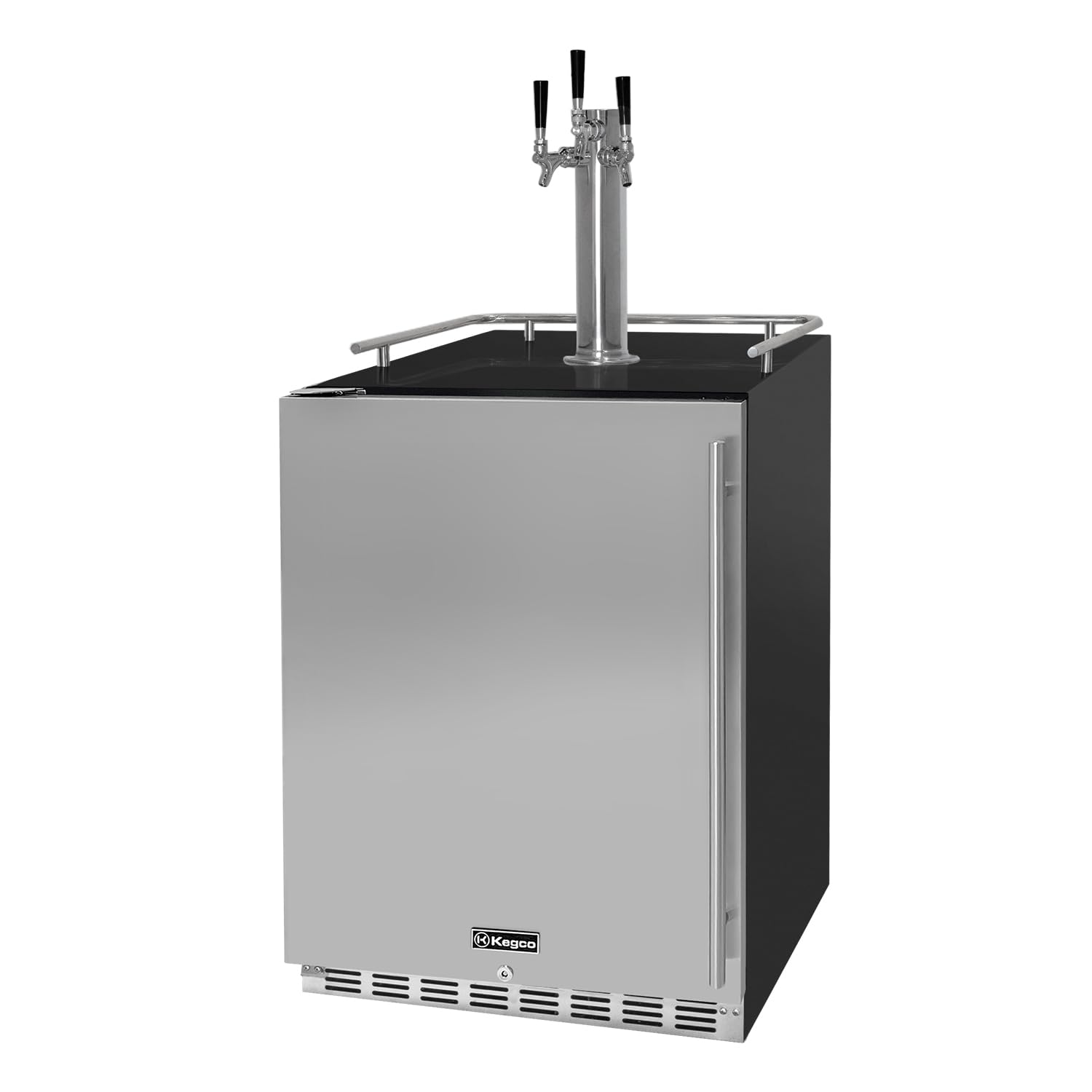 Kegco 24" Wide Triple Tap Stainless Steel Built-In Left Hinge Digital Kegerator with Kit | Fridge.com