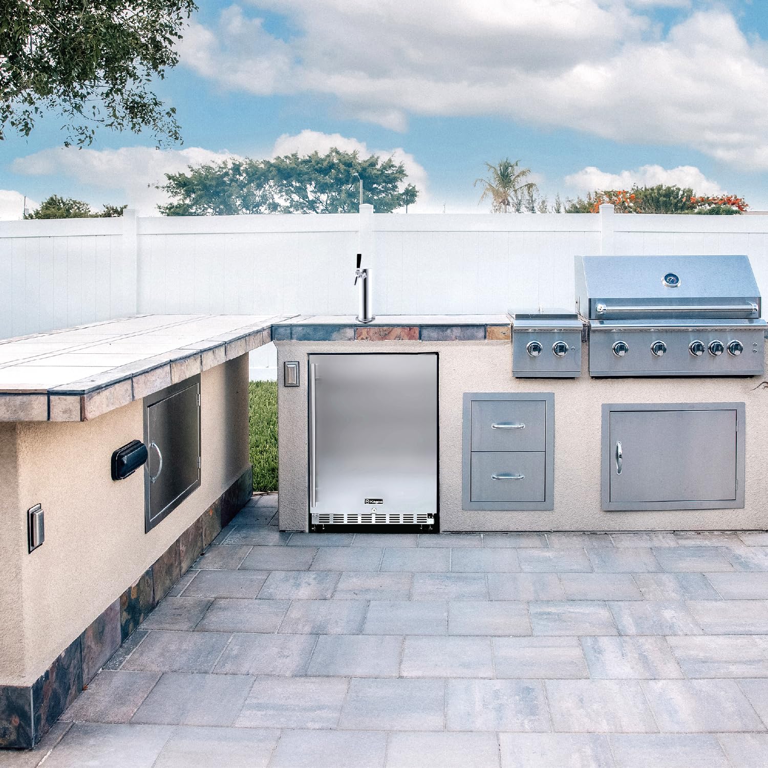 Kegco 24" Wide Outdoor Single Tap All Stainless Steel Built-In Kegerator With Kit - View 6 | Fridge.com
