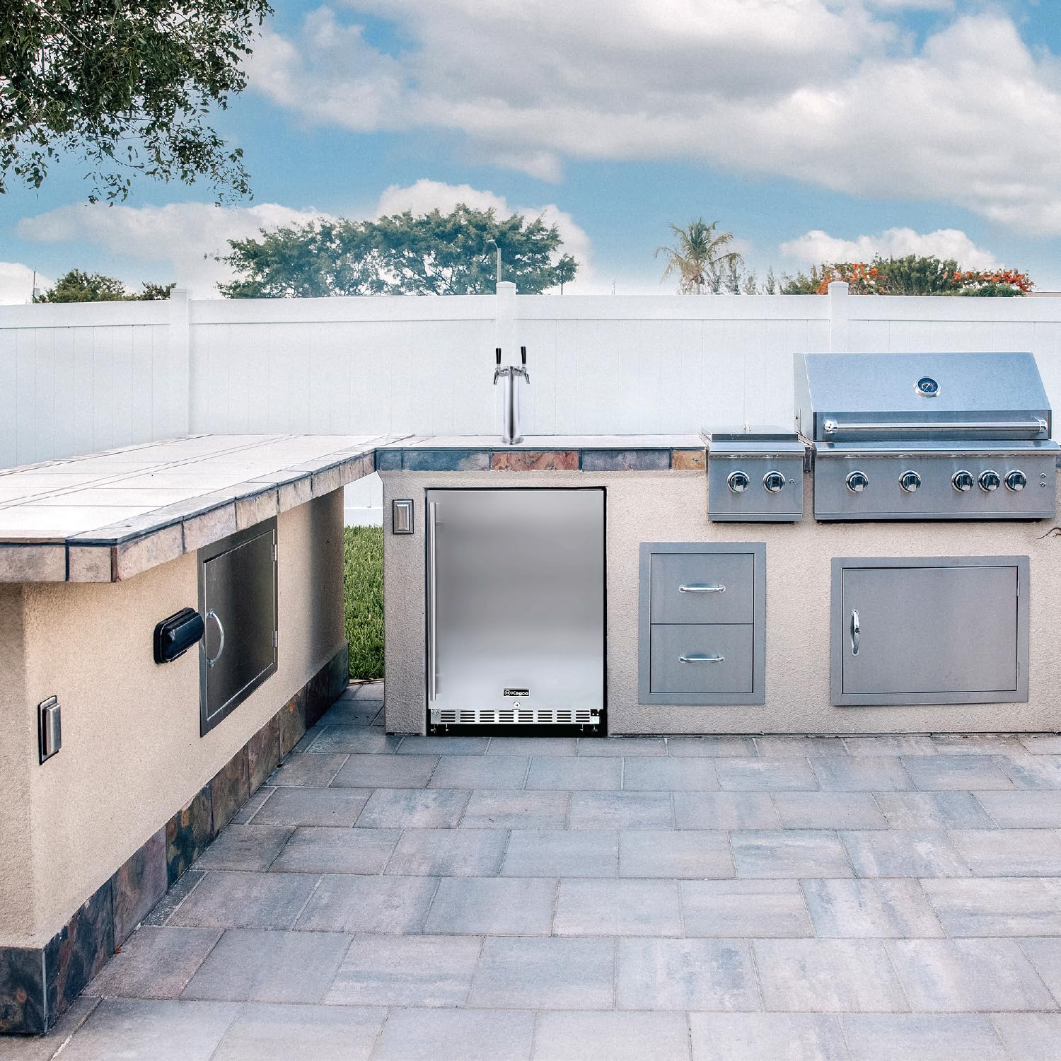 Kegco 24" Wide Outdoor Dual Tap All Stainless Steel Built-In Kegerator With Kit - View 6 | Fridge.com
