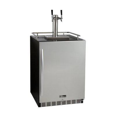 Kegco 24" Wide Dual Tap Stainless Steel Built-In Right Hinge Kegerator with Kit | Fridge.com