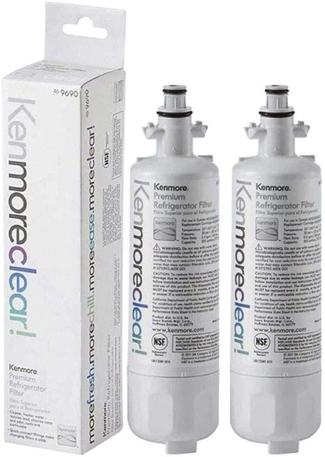 9690 Refrigerator Water Filter,Compatible For Kenmore 9690,46-9690,469690 Refrigerator Water Filter White (2-Pack)… - View 1 | Fridge.com