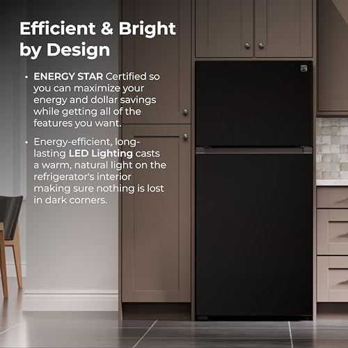 Kenmore 46-62319 30" Top Mount Refrigerator With Freezer - Adjustable Shelving, Humidity-Controlled Crispers, Optional Ice Maker, LED Lighting, Energy Star Certified, 18.2 cu. ft. Capacity - Black - View 6 | Fridge.com