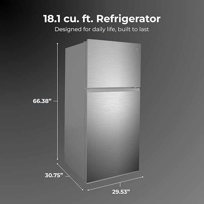 Kenmore 30 in. 18.1 cu. ft. Capacity Refrigerator/Freezer with Adjustable Glass Shelving, Humidity Control Crispers, Ice Maker, ENERGY STAR Certified, Fingerprint Resistant Stainless Steel | Fridge.com
