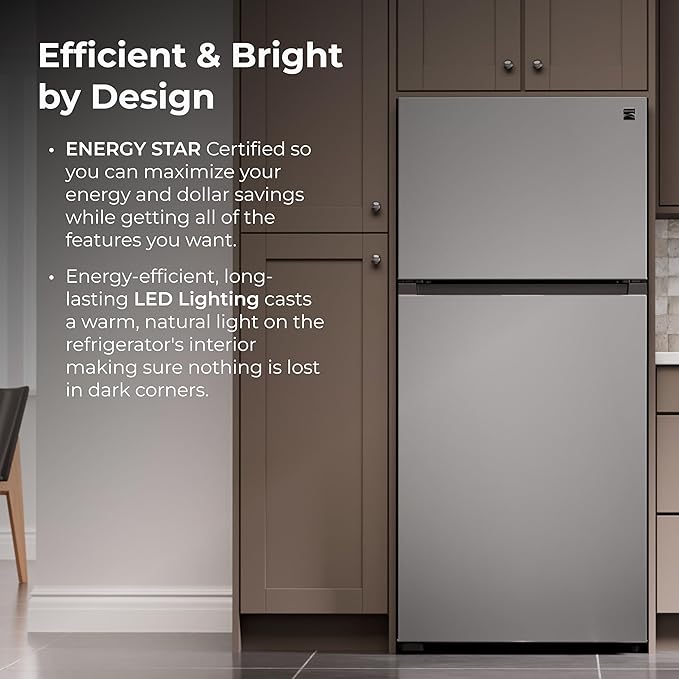 Kenmore 30 in. 18.1 cu. ft. Capacity Refrigerator/Freezer With Adjustable Glass Shelving, Humidity Control Crispers, Ice Maker, Energy Star Certified, Fingerprint Resistant Stainless Steel - View 6 | Fridge.com