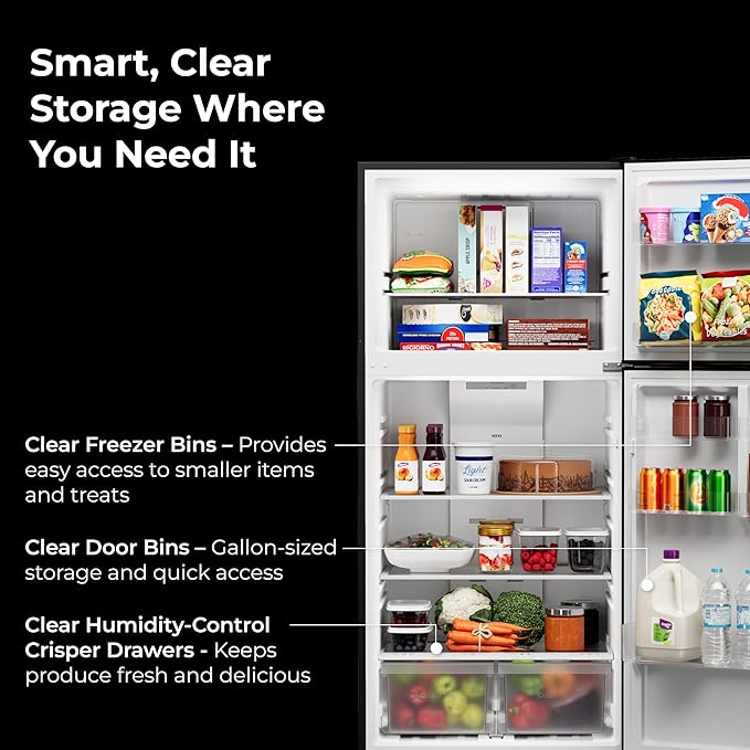 Kenmore 46-62315 30" Top Mount Refrigerator With Freezer-Adjustable Shelving, Humidity-Controlled Crispers, Optional Ice Maker, LED Light, Energy Star Certified, 18.2 cu. ft. Capacity-Stainless Steel - View 5 | Fridge.com