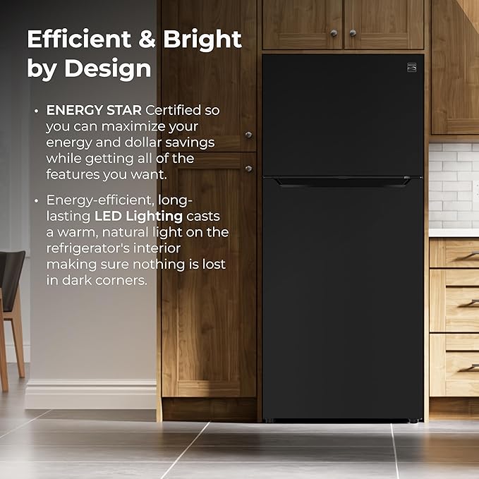 Kenmore 46-62315 30" Top Mount Refrigerator With Freezer-Adjustable Shelving, Humidity-Controlled Crispers, Optional Ice Maker, LED Light, Energy Star Certified, 18.2 cu. ft. Capacity-Stainless Steel - View 6 | Fridge.com