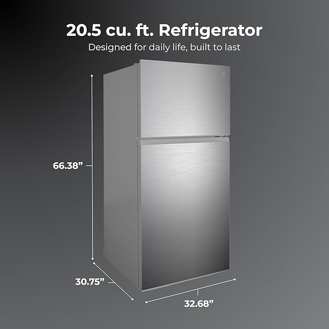 Kenmore 33 in. 20.5 cu. ft. Capacity Refrigerator/Freezer With Full-Width Adjustable Glass Shelving, Humidity Control Crispers, Energy Star Certified, Fingerprint Resistant Stainless Steel - View 2 | Fridge.com