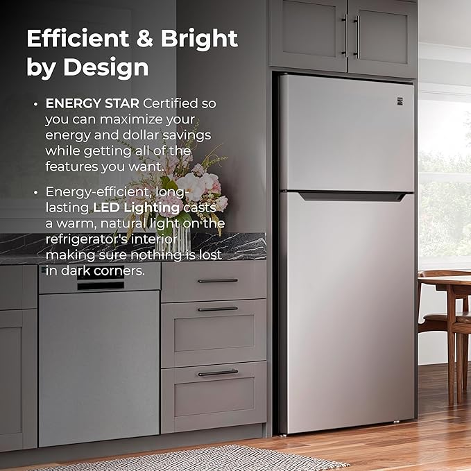 Kenmore 33 in. 20.5 cu. ft. Capacity Refrigerator/Freezer With Full-Width Adjustable Glass Shelving, Humidity Control Crispers, Energy Star Certified, Fingerprint Resistant Stainless Steel - View 6 | Fridge.com