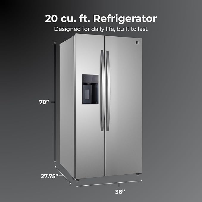 Kenmore 36" Side-By-Side Refrigerator With Freezer - Accela Chill, Water & Ice Dispenser, Adjustable Glass Shelves, Energy Star Certified, 20 cu. ft. Capacity - Fingerprint Resistant Stainless Steel - View 2 | Fridge.com