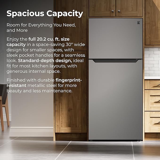 Kenmore 20.2 cu. ft. 30" Wide Top Mount Refrigerator - FPR Metallic Steel | Fridge.com