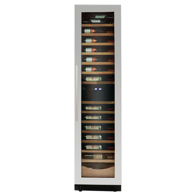 Kenmore Elite 18" 111-Bottle Dual Zone Wine Refrigerator, Built-In or Freestanding Compressor Wine Cooler with Digital Controls, UV Glass Door & Beech | Fridge.com