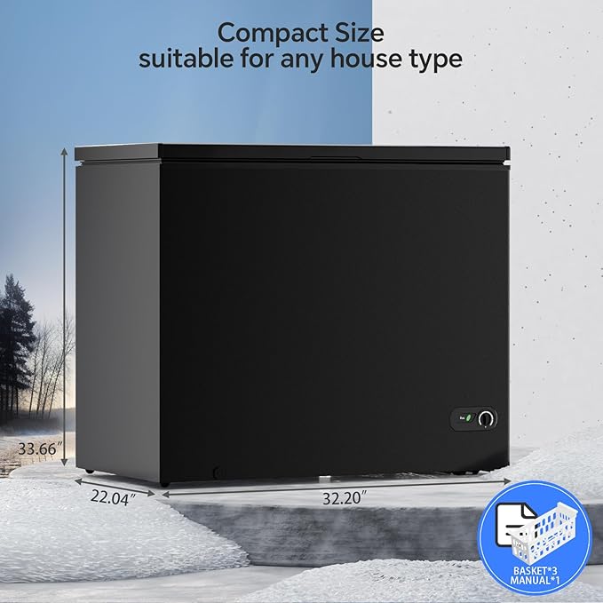 Kismile 7.0 Cubic Feet Chest Freezer With 3 Removable Basket, Free Standing Top Open Door Compact Deep Freezer With Adjustable Temperature For Home/Kitchen/Office/Garage/Bar (7.0 cu.ft, Black) - View 6 | Fridge.com