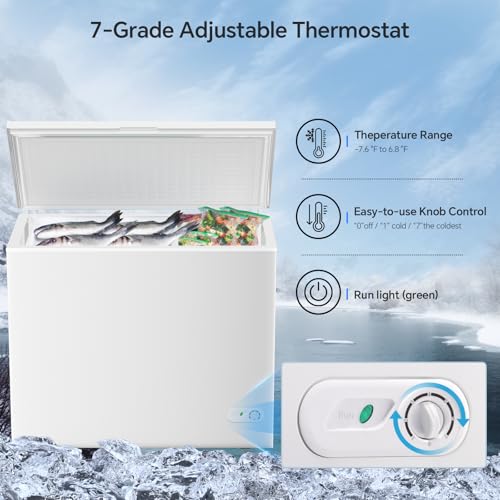 Kismile 7.0 Cubic Feet Chest Freezer With Removable Baskets Free Standing Top Open Door Compact Freezer With Adjustable Temperature For Home/Kitchen/Office/Bar (7.0 cu.ft, White) - View 3 | Fridge.com