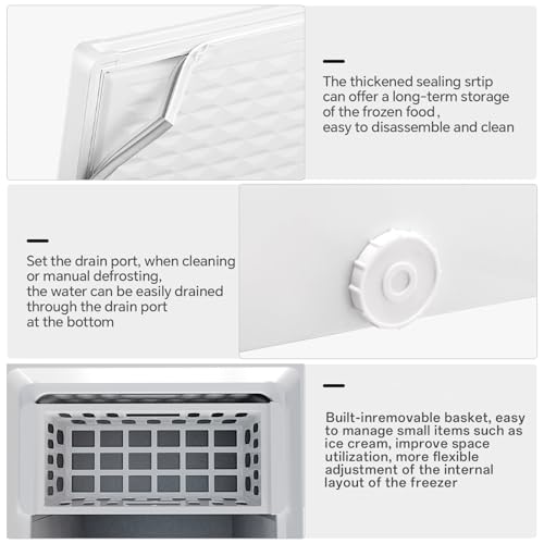 Kismile 7.0 Cubic Feet Chest Freezer With Removable Baskets Free Standing Top Open Door Compact Freezer With Adjustable Temperature For Home/Kitchen/Office/Bar (7.0 cu.ft, White) - View 5 | Fridge.com