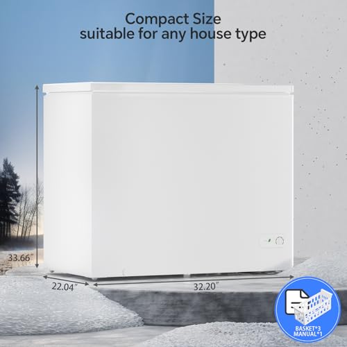 Kismile 7.0 Cubic Feet Chest Freezer With Removable Baskets Free Standing Top Open Door Compact Freezer With Adjustable Temperature For Home/Kitchen/Office/Bar (7.0 cu.ft, White) - View 6 | Fridge.com