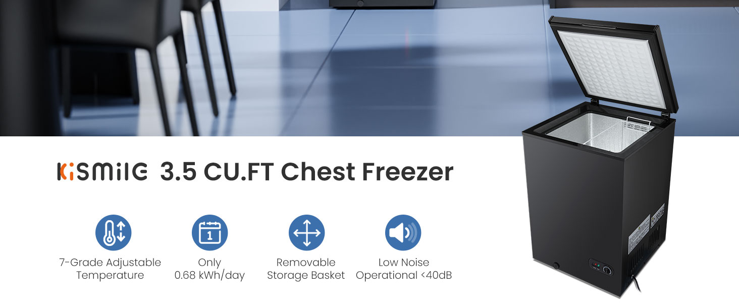Kismile 3.5 Cubic Feet Chest Freezer with 2 Removable Baskets Free Standing Top… | Fridge.com