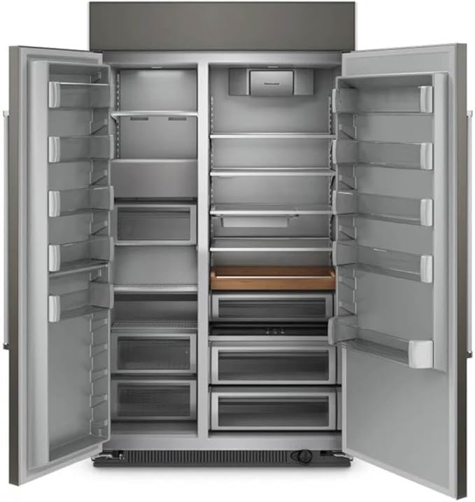 48 in. 30 cu. ft. Countertop Depth Side-By-Side Refrigerator In Panel Ready With Under-Shelf Prep Zone - View 3 | Fridge.com