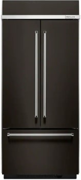 KitchenAid 20.8 Cu. Ft. 36" Width Built In Stainless Steel French Door Refrigerator W/ Platinum Interior Design In Black Kbfn506ebs - View 2 | Fridge.com