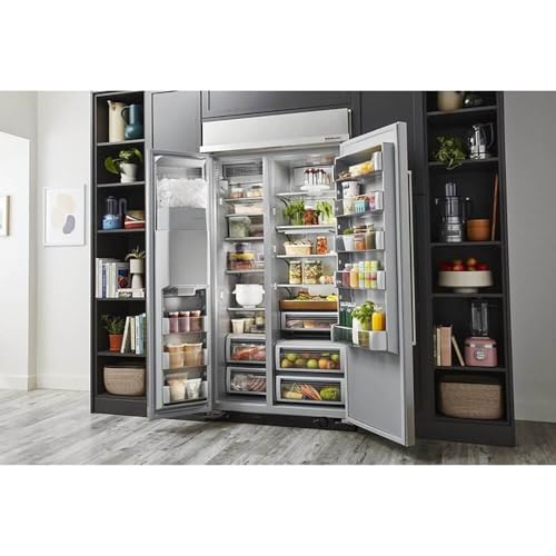 KitchenAid KBSD702MPS 25.1 cu. ft. Stainless Steel Built-In Side-By-Side Refrigerator - View 2 | Fridge.com