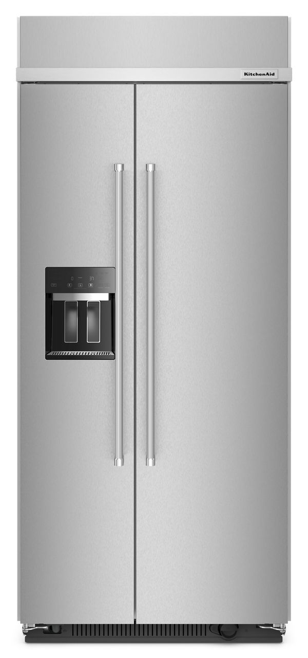 KitchenAid 20.8 Cu. Ft. 36" Built-In Side-By-Side Refrigerator W/ Ice & Water Dispenser In Stainless Steel Kbsd706mps - View 1 | Fridge.com