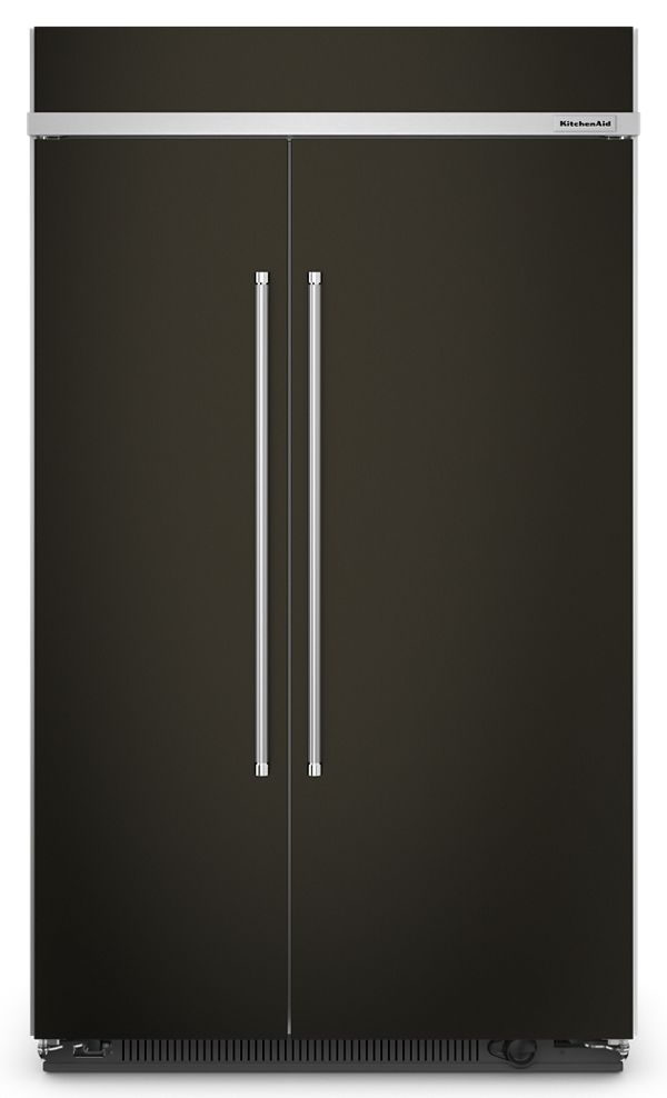 KitchenAid 30 Cu. Ft. 48" Built-In Side-By-Side Refrigerator w/ Stainless Steel in Black KBSN708MBS | Fridge.com