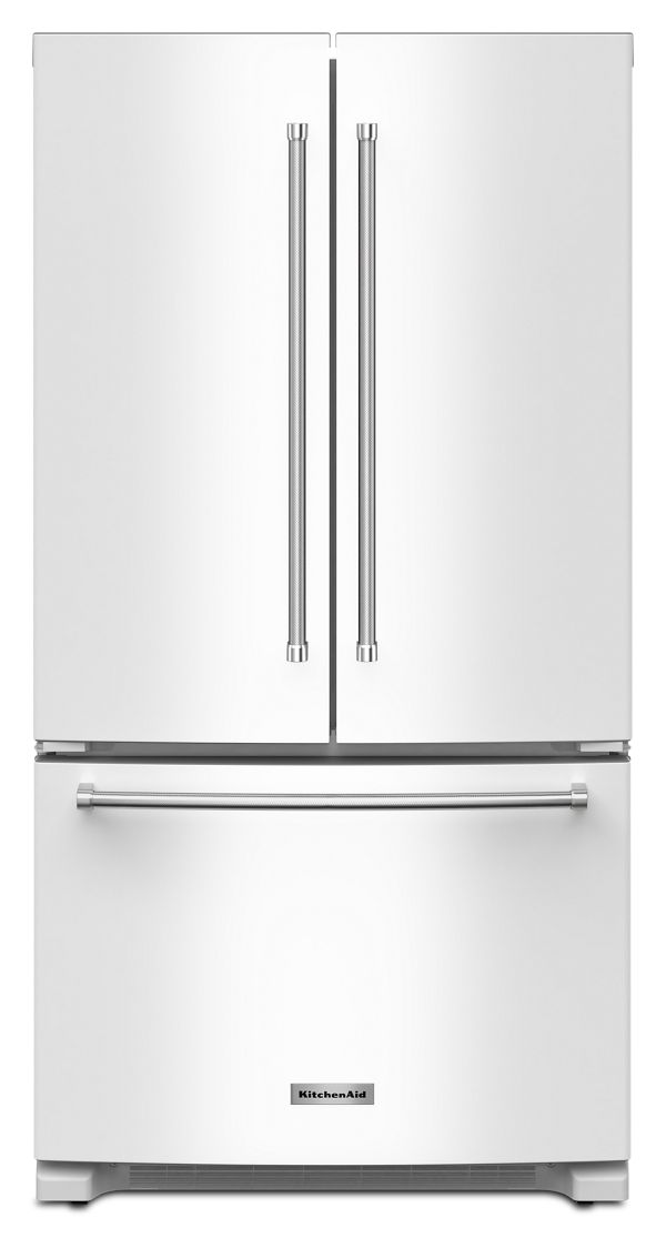 KitchenAid 20 Cu. Ft. 36 in. Width Counter-Depth French Door Refrigerator w/ Interior Dispense in White KRFC136RWH | Fridge.com