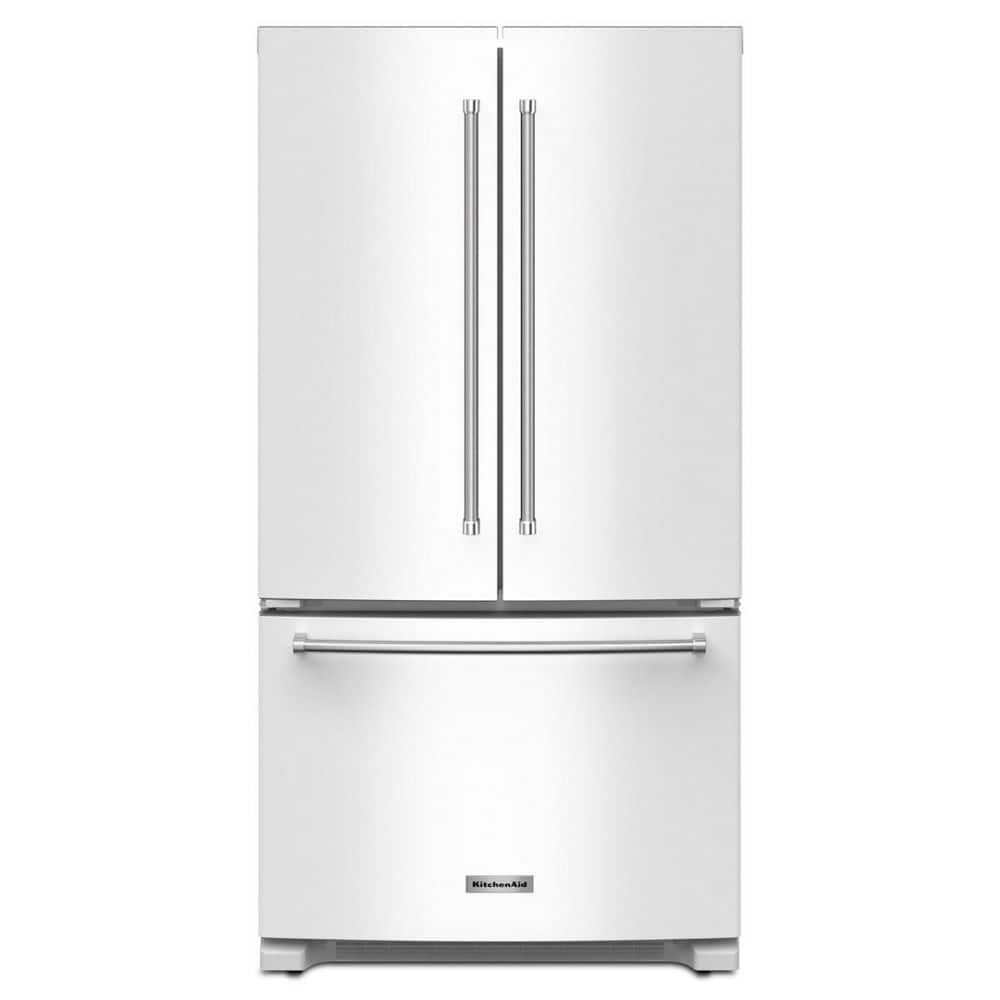 KitchenAid 20 cu. ft. 36 in. Width Counter-Depth French Door Refrigerator W/ Interior Dispense In White KRFC136RWH - View 4 | Fridge.com