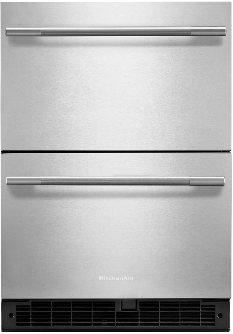 KitchenAid - 4.4 Cu. Ft. Undercounter Double-Drawer Refrigerator - Black Cabinet/Stainless Steel Doors — FIN-0018422 | Fridge.com