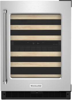 KitchenAid 24" Undercounter Wine Cellar W/ Glass Door & Wood-Front Racks In Steel Kuwr214ksb - View 2 | Fridge.com