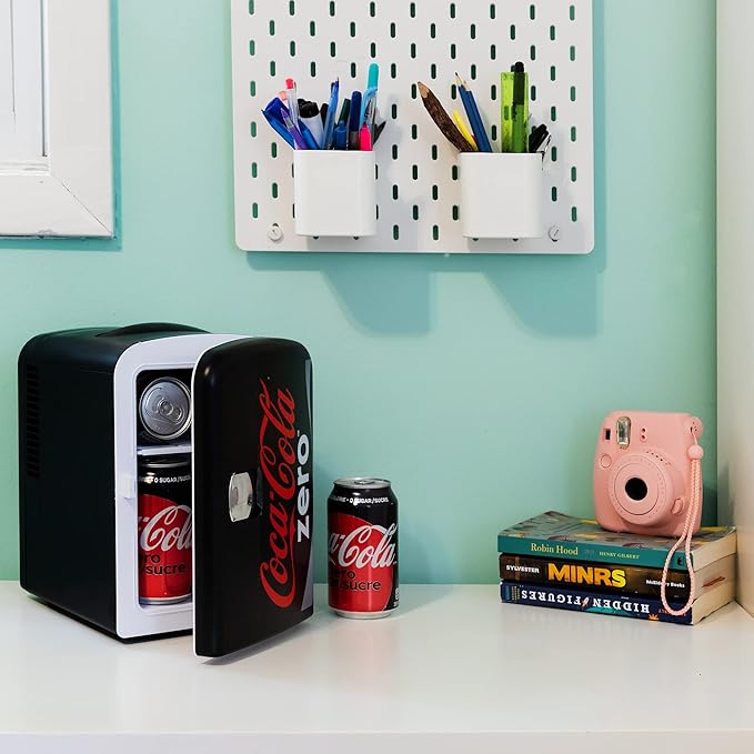 Coke Zero Mini Fridge - 6 Can Refrigerator For Bedroom Office, Portable Table Top Beverage Cooler, 12V 110V Refrigerador For Drinks, Soda, Wine Use In Car, Dorm, Outdoor, Patio - View 6 | Fridge.com