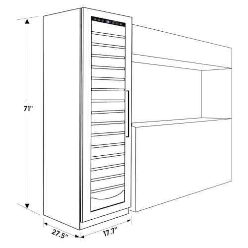 Koolatron Kenmore 112 Bottle Wine Fridge – Freestanding Wine Cooler With Glass Door, 18 Inch, Beverage Can Refrigerator, Digital Temperature Control, Ideal For Red, White, Sparkling Wine & Champagne - View 3 | Fridge.com