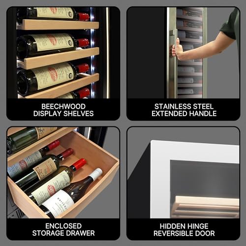 Koolatron Kenmore 112 Bottle Wine Fridge – Freestanding Wine Cooler With Glass Door, 18 Inch, Beverage Can Refrigerator, Digital Temperature Control, Ideal For Red, White, Sparkling Wine & Champagne - View 4 | Fridge.com