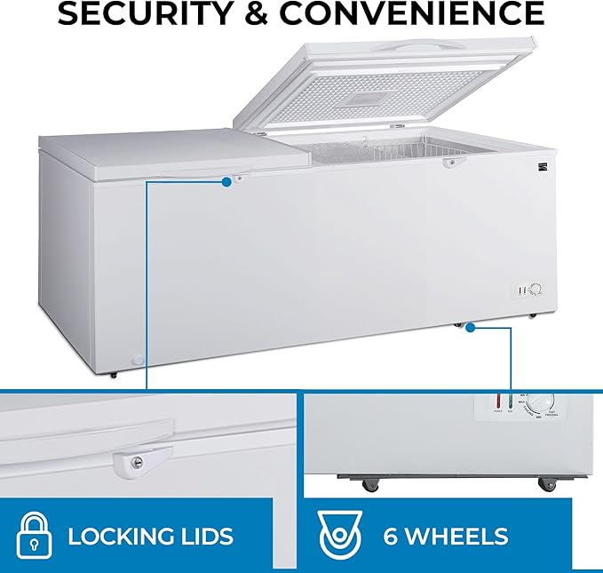 Kenmore Deep Freezer - Convertible Refrigerator/Chest Freezer, 2 Hanging Basket, Garage Ready, Meat Storage, Front Drain, Congelador For Home, Apartment, Basement, Cottage 21.0 Cubic Feet, White - View 3 | Fridge.com