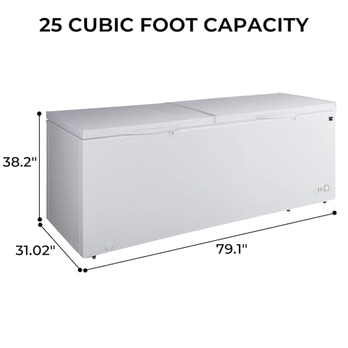 Kenmore Deep Freezer - Convertible Refrigerator/Chest Freezer, 2 Hanging Basket, Garage Ready, Meat Storage, Front Drain, Congelador For Home, Apartment, Basement, Cottage 25.0 Cubic Feet, White - View 3 | Fridge.com