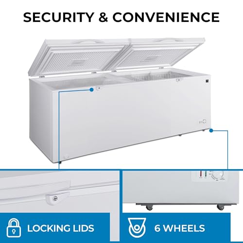 Kenmore Deep Freezer - Convertible Refrigerator/Chest Freezer, 2 Hanging Basket, Garage Ready, Meat Storage, Front Drain, Congelador For Home, Apartment, Basement, Cottage 25.0 Cubic Feet, White - View 4 | Fridge.com
