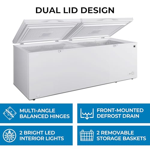 Kenmore Deep Freezer - Convertible Refrigerator/Chest Freezer, 2 Hanging Basket, Garage Ready, Meat Storage, Front Drain, Congelador For Home, Apartment, Basement, Cottage 25.0 Cubic Feet, White - View 6 | Fridge.com