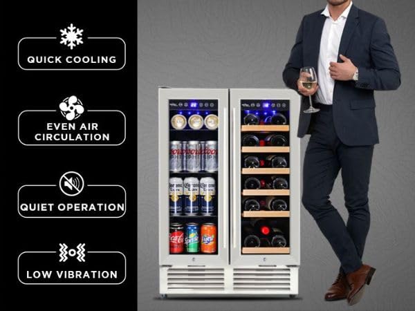 Koolatron Dual Zone 24"  Built In 18 Bottle and 56 Can Wine and Beverage Refrigerator — FIN-0006660 | Fridge.com