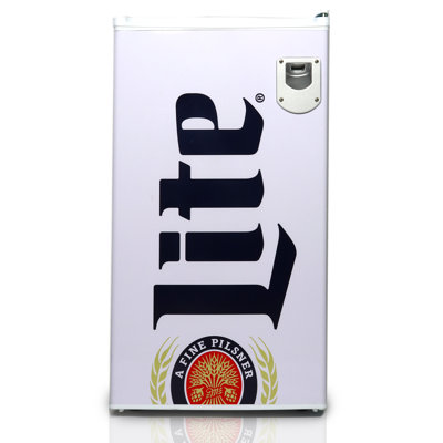 Miller Light 3.2 Cu. Ft. Mini Fridge with Built-In Bottle Opener, Compact Refrigerator for Dorm Room, Office & Bedroom, Freestanding Beverage Refriger | Fridge.com
