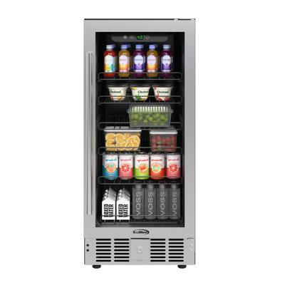 15 in. Small Stainless Steel, Glass-Door Built-In Refrigerator and Beverage Cooler, 3 cu. ft. - KM-BIR3C-GD. | Fridge.com