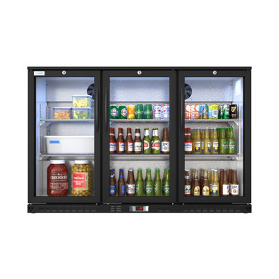 53 in. W 11 cu. ft. 3-Glass Door Counter Height Back Bar Cooler Refrigerator with LED Lighting in Stainless Steel | Fridge.com