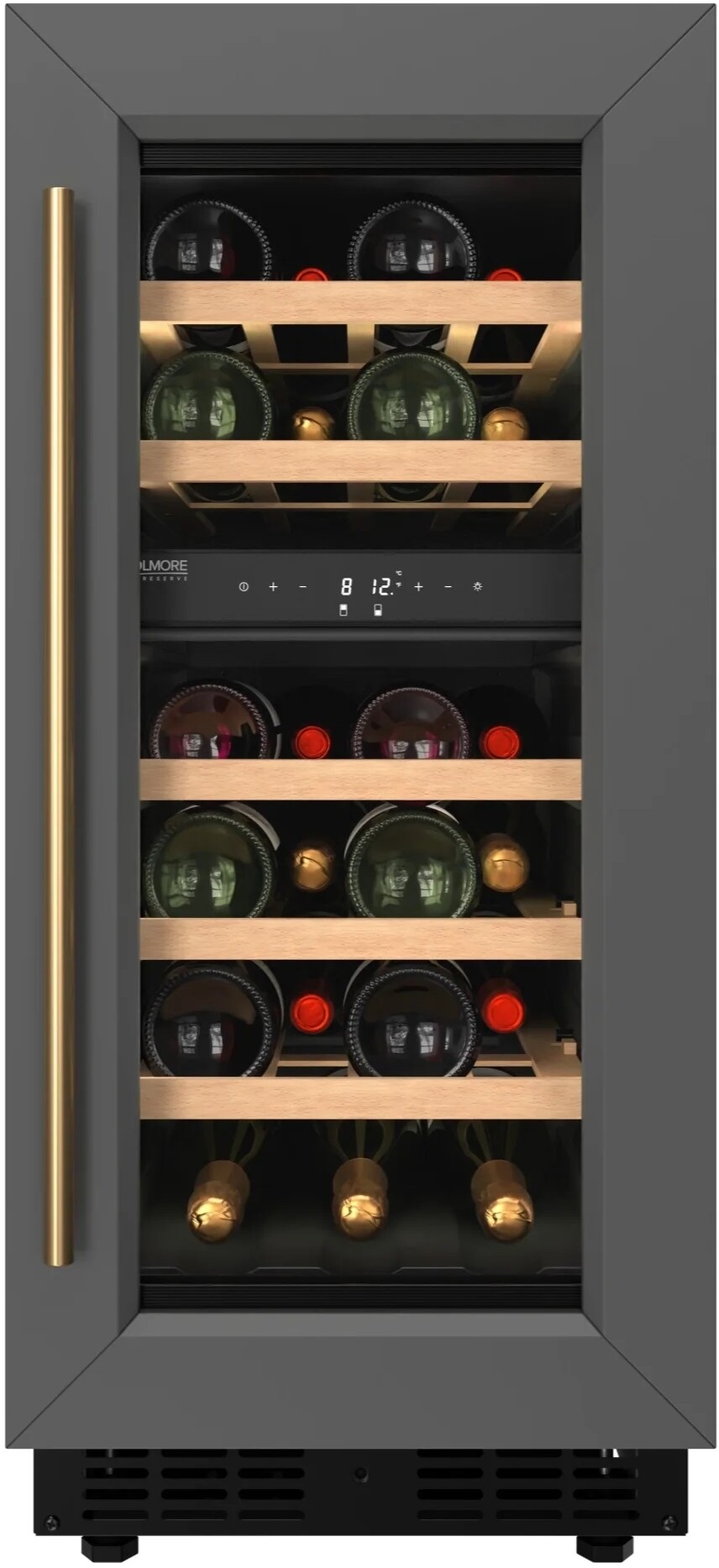 KoolMore Reserve 15 in. Under-Counter Panel Ready Dual Zone 23 Bottle Wine Cooler Shelves | Fridge.com