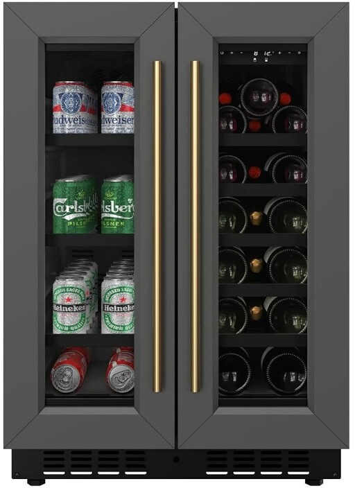 KoolMore Reserve 24 in. French Door Dual Zone Panel Ready Under-Counter Cooler with Shelves — FIN-0018453 | Fridge.com