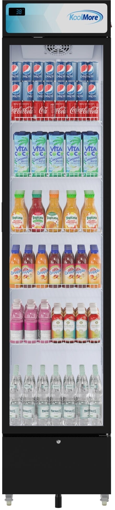 17 in. Slim Commercial Merchandiser Refrigerator 7 Cu. Ft., ETL Listed (KM-MDR-17S) - Black | Fridge.com