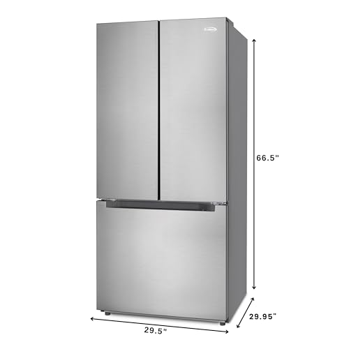 KoolMore 30-Inch And 18.5 cu. ft. Counter Depth French Door Refrigerator With Three Doors And Deep Freezer In Stainless-Steel (KM-RERFDSS-18C) - View 3 | Fridge.com