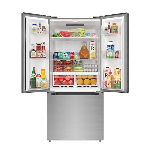 KoolMore 30-Inch And 18.5 cu. ft. Counter Depth French Door Refrigerator With Three Doors And Deep Freezer In Stainless-Steel (KM-RERFDSS-18C) - View 4 | Fridge.com