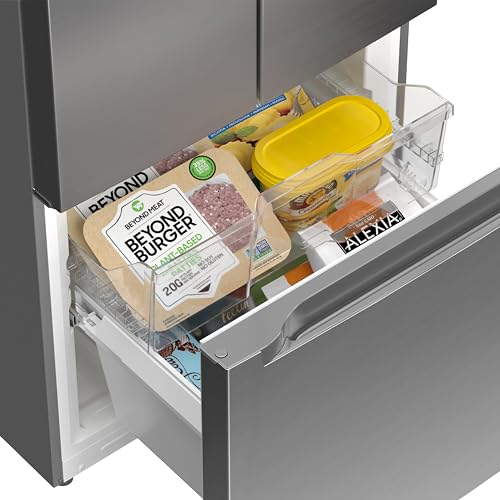 KoolMore 30-Inch And 18.5 cu. ft. Counter Depth French Door Refrigerator With Three Doors And Deep Freezer In Stainless-Steel (KM-RERFDSS-18C) - View 5 | Fridge.com