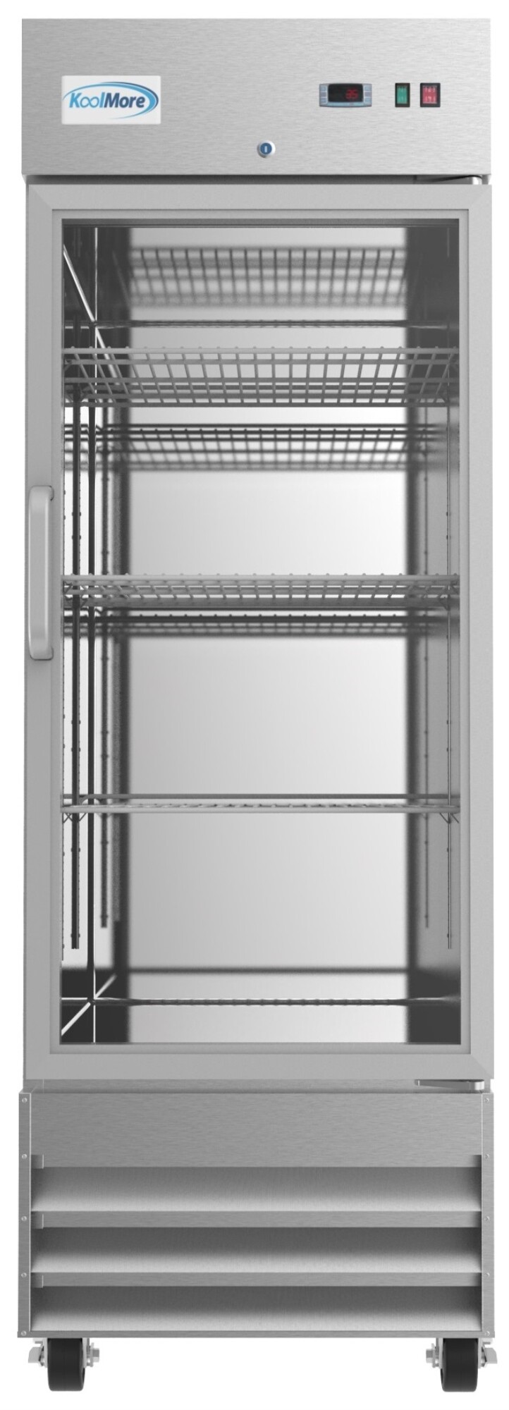 29 in. One Glass Door Reach-In Refrigerator, 21 Cu. Ft. in Stainless-Steel (RIR-1D-GD) — KoolMore, model RIR-1D-GD