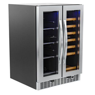 Koolmore 24 in. Width 21 Bottles and 60 Cans Dual Zone Freestanding/Built-In Wine & Beverage Refrigerator. | Fridge.com