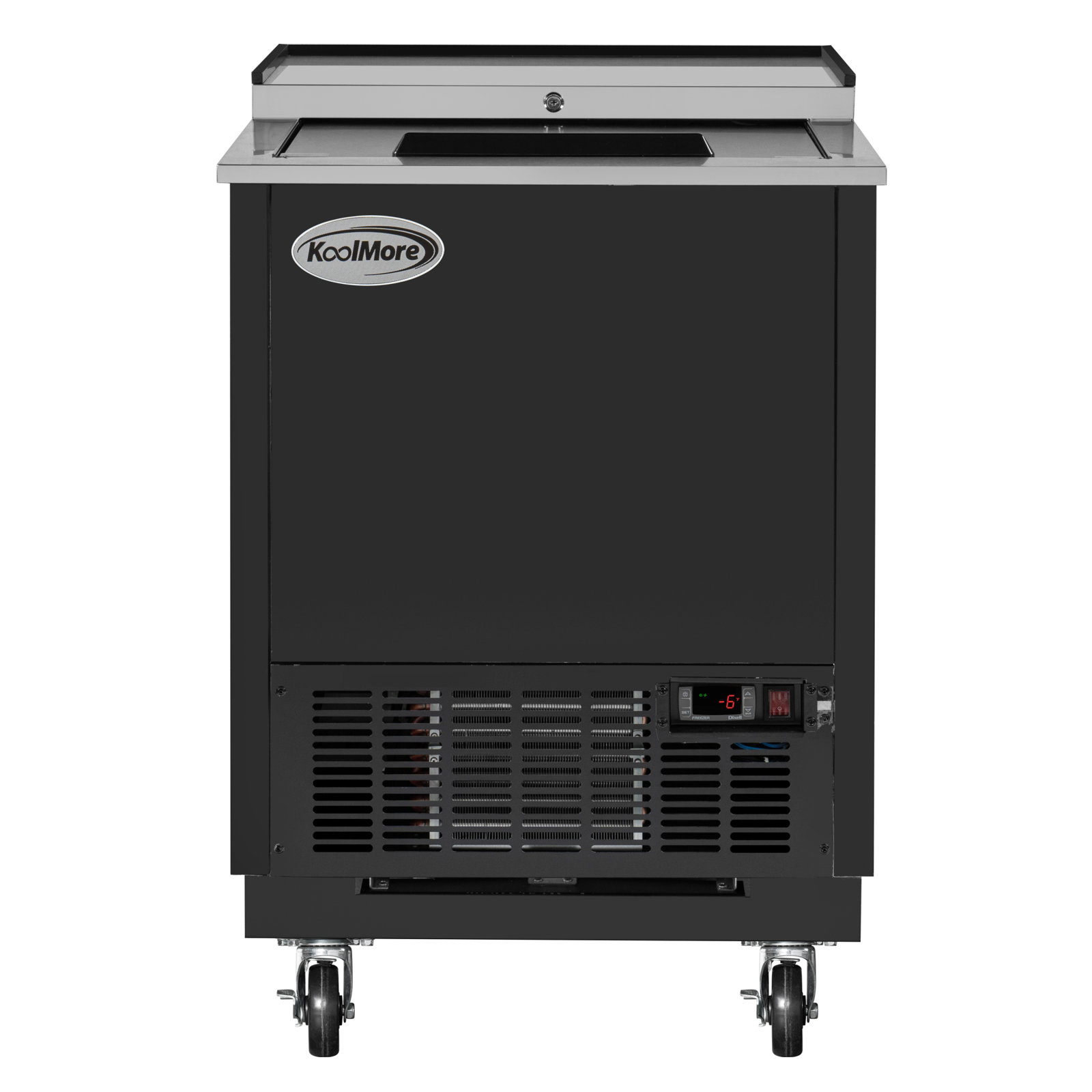 25 in. Commercial Glass Froster in Black Steel, ETL Listed, 5 cu. ft. (KM-GF25-BK) - Black painted steel | Fridge.com